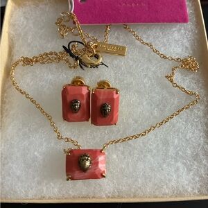 Kurt Geiger Gold and Pink Necklace Set